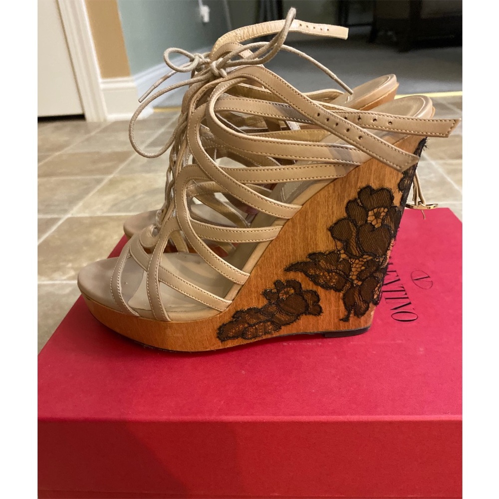 Valentino Wedge Lace Sandals 37EU